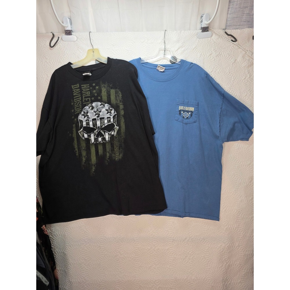 Harley Davidson T-Shirt Bundle Mens 3XL Black Blue Good Skull Route 66 Graphic